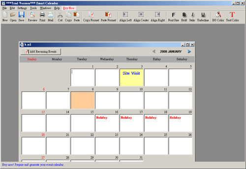 Smart Calendar Software Screenshot